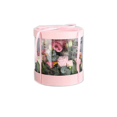 1200g Floral Cardboard Round Flower Box Pelapis UV
