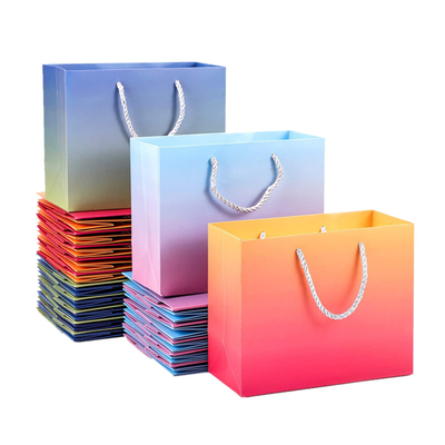 Hologram Effect Printed Paper Carrier Bags Dengan Ribbon Handle Pantone