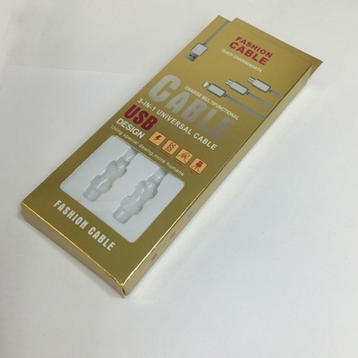 4C Burning Gold Data Cable Packaging Kotak Kertas Daur Ulang Sablon Sutra