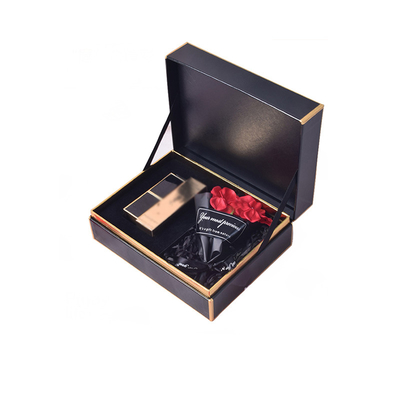 Spot UV Cosmetic Gift Box Packaging 2mm Black Gold Paper Boxes