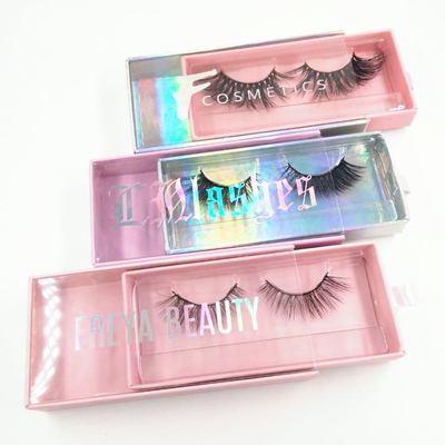 Holographic Paper Flip Top Eyelash Magnetic Box Dengan Ribbon Handle