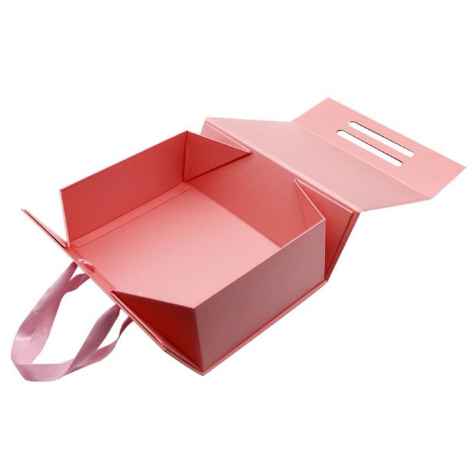 Mewah Disesuaikan Hadiah Kotak Lipat Pita kertas karton keras kotak hadiah Flip Top String Ribbon Handle Kotak Kertas Datar 0