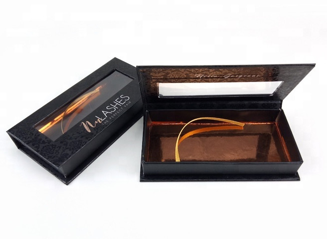 Kotak Kertas Kemasan Bulu Mata Mewah 3D 25mm Dengan Lapisan PVC Jendela UV 0