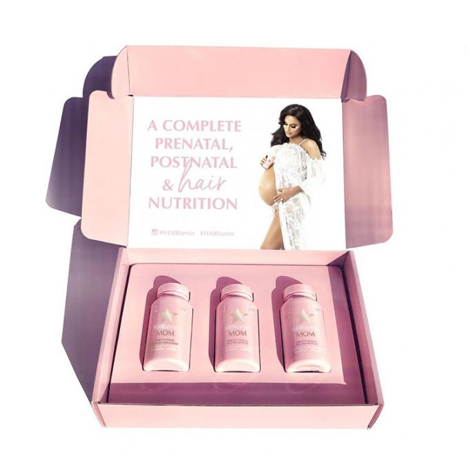 PDF AI Pink Cardboard Flip Kotak Kertas Kemasan Kosmetik Lapisan Berair 2