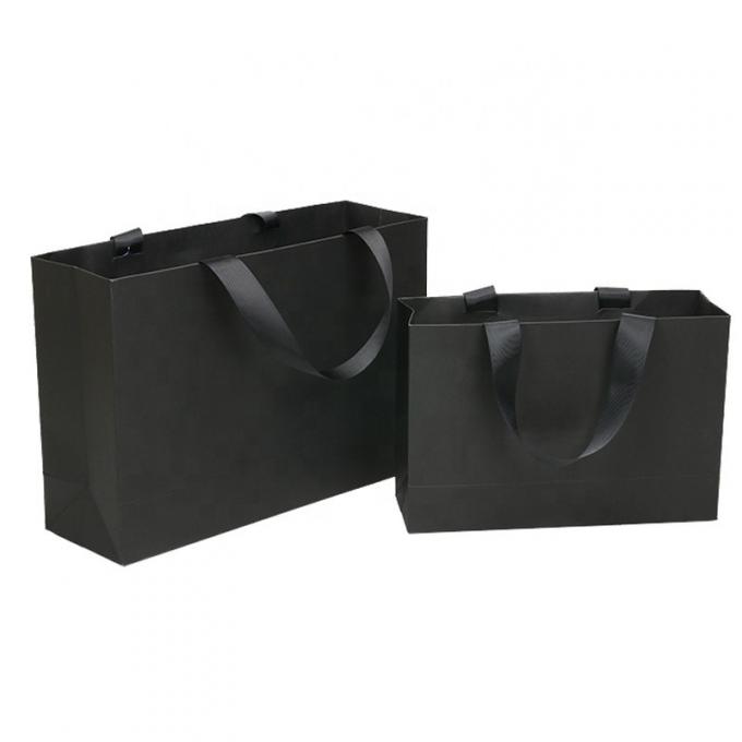 B9 W9 Corrugated Luxury Black Printed Paper Carrier Bags ODM LOGO 0